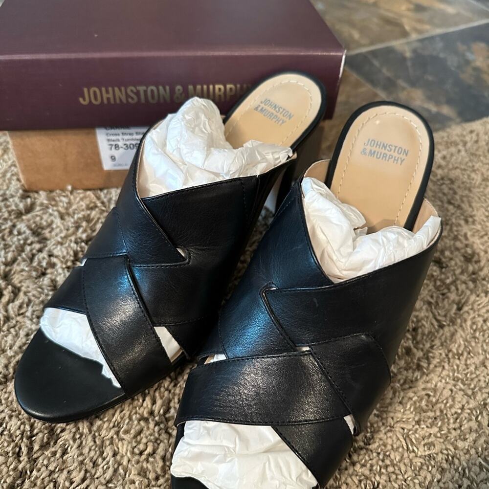 Johnston and Murphy Carrie Cross Strap Slide, Size 9 Worn Once EUC - Picture 8 of 12
